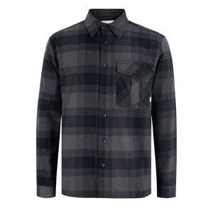 Firetrap Mens Anthm Plaid Pocket Long-Sleeved Shirt / Black